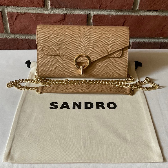 Sandro Paris Yza Pocket Leather Crossbody Shoulder Bag Clutch NEW - Picture 1 of 15